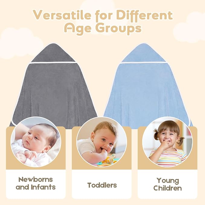 Hooded Towel for Newborn, 2 Pack Soft Coral Fleece Baby Towels, Ultra Absorbent - Image 6
