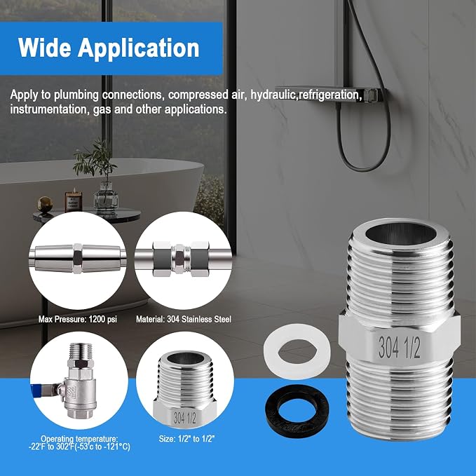 Shower Hose Adapter-Shower Hose Extension, 1/2 to 1/2 Shower Head Adapter - Image 5
