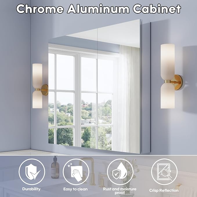 WELLFOR 40" x 36" Bathroom Medicine Cabinet - Image 3