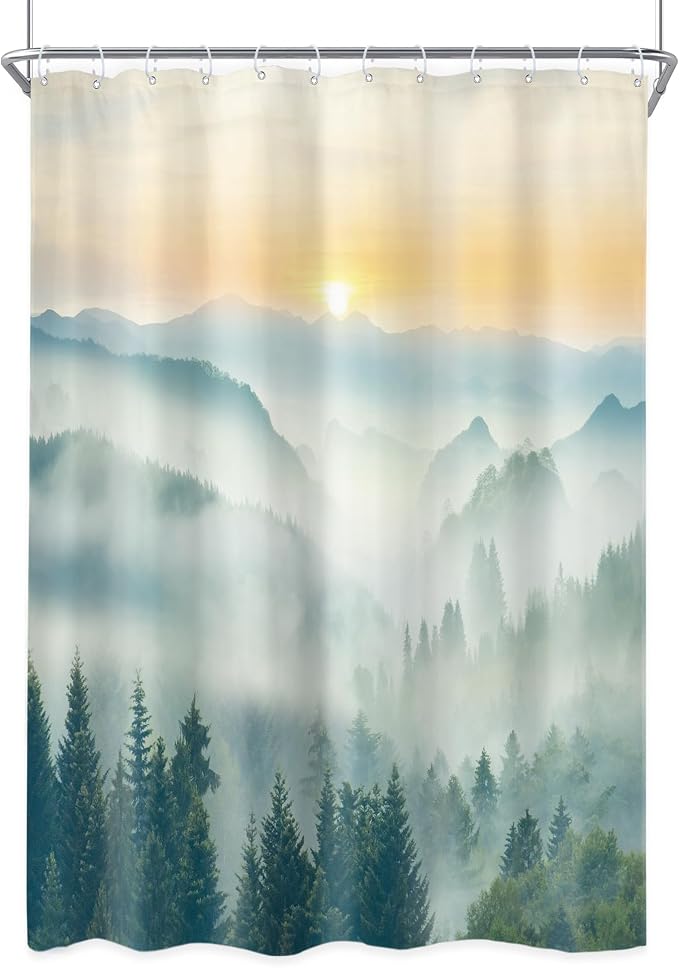 Riyidecor Small Stall Mountain Shower Curtain 54Wx78H Inch Rv Narrow Extra Long - Image 8