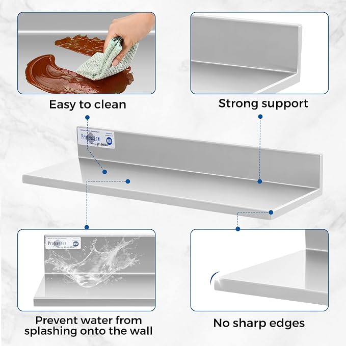 Profeeshaw Stainless Steel Shelf Wall Mounted Commercial Stainless Steel - Image 4