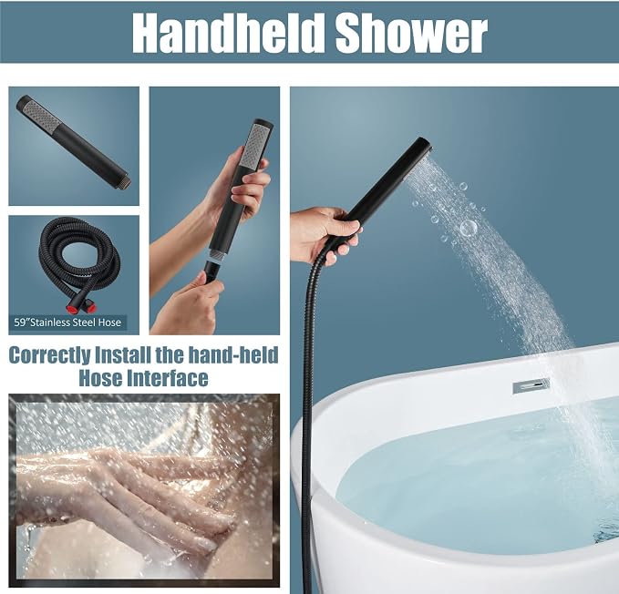 Aolemi Floor Mount Bathtub Faucet Freestanding Tub Filler Standing High Flow - Image 5