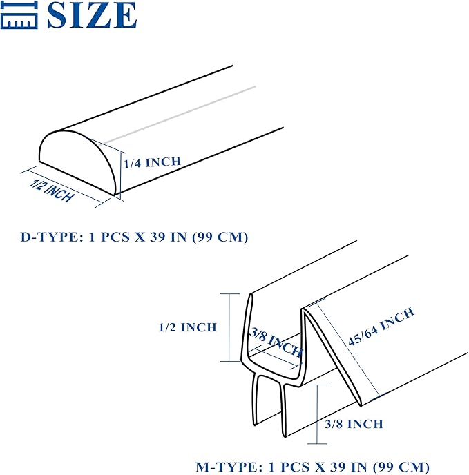 Frameless Shower Door Seal Strip 2 Pack x 39 Inch MD Glass Shower Door Bottom - Image 3
