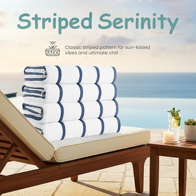 CASA COPENHAGEN Cabana Pool 2 Pieces Large Bath Sheet Set 70" x 35", 550 GSM - Image 4
