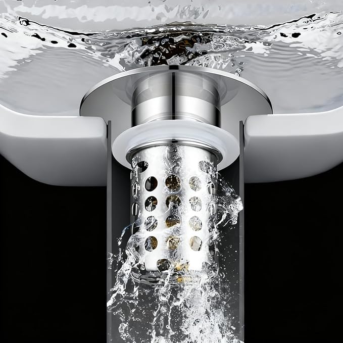 Beruth Bathroom Sink Stopper Hair Catcher, 304 Stainless Steel Pop Up Drain - Image 8
