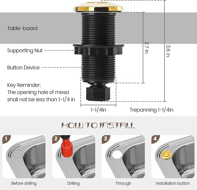 Garbage Disposal Air Switch Kit Sink Top Waste Disposal Long Stainless Steel - Image 5
