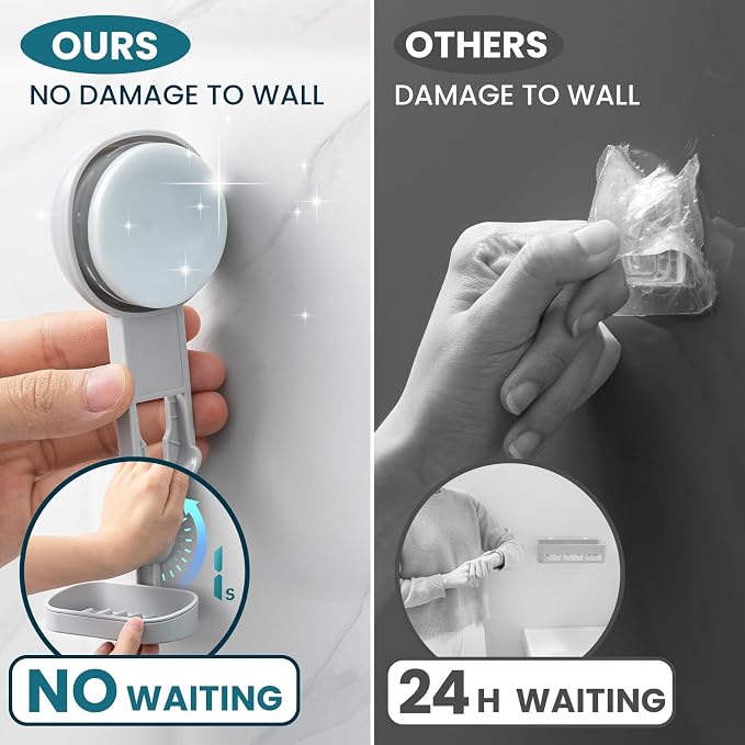 TAILI Soap Dish Bar Holder Suction Cup, Soap Saver - Image 8