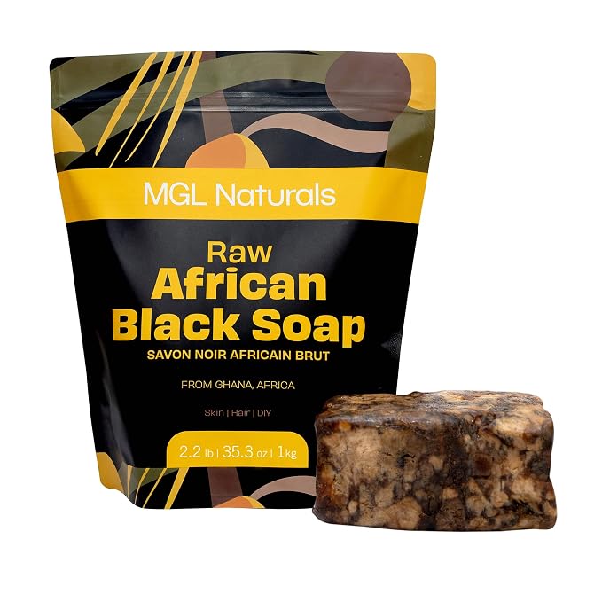 Raw African Black Soap 2.2 lb from Ghana, Africa | Vegan & Organic | Face and by MGLNaturals