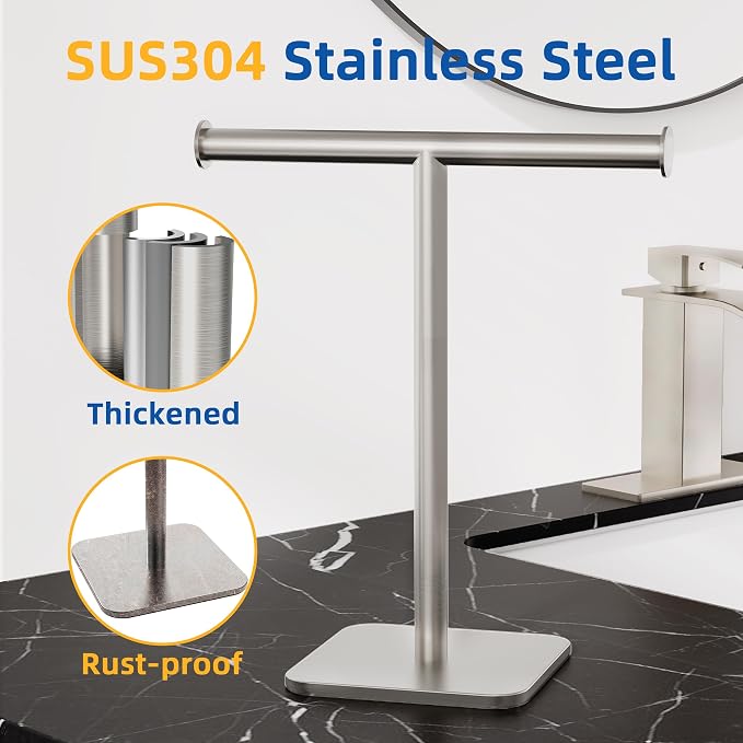 RUACQ T-Shape Hand Towel Holder Stand, Weighted Base Towel Rack, Countertop - Image 4