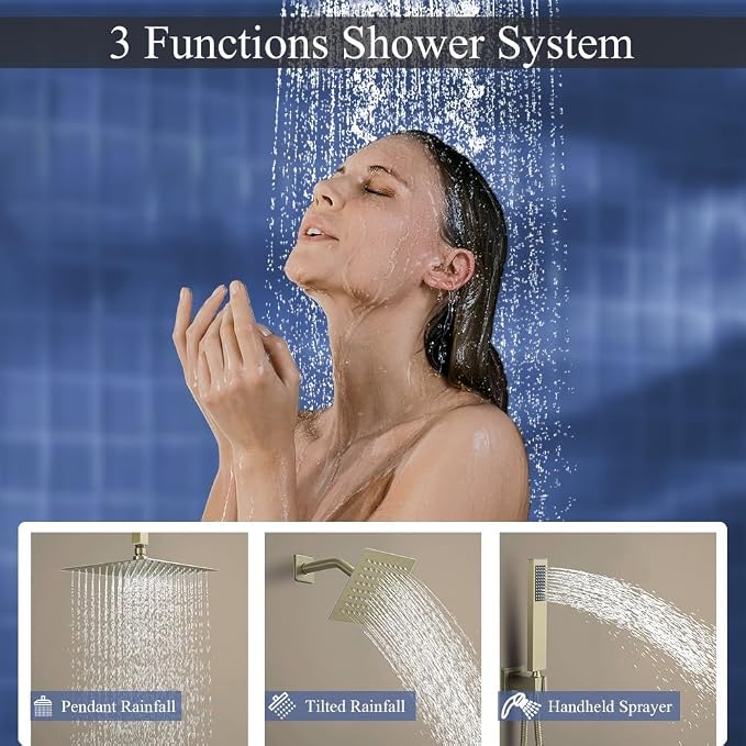 Shower Faucet Set Brushed Gold Shower System, Knob Switch Diverter Shower Faucet - Image 3