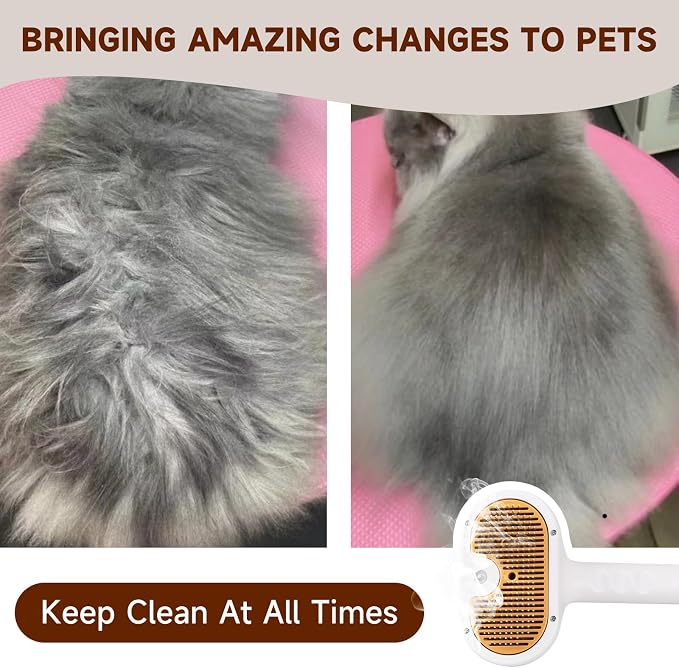 Pet Steam Brush for Dog & Cat – 3-in-1 Spray Hair Removal Comb for Shedding & - Image 6