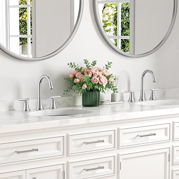 Bathroom Faucets for Sink 3 Hole, Hurran Chrome Bathroom Sink Faucet - Image 7