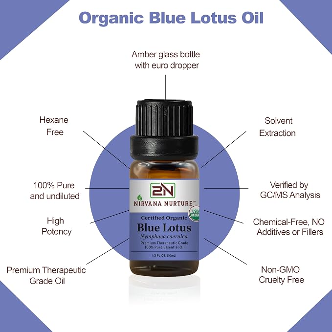 Blue Lotus Essential Oil USDA Certified Organic, 100% Pure Natural Premium Grade - Image 4