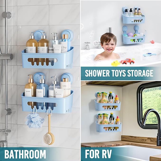 TAILI Shower Caddy Suction Cup 2 Pack, Heavy Duty Bathroom Organizer, Removable - Image 5