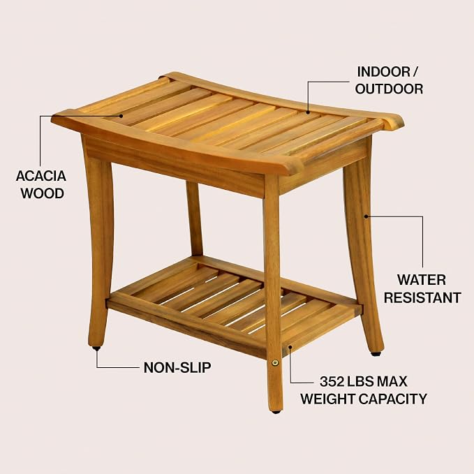 JONATHAN Y STL1001A Tucker 22.1" Traditional Classic Slatted Solid Acacia Wood - Image 4