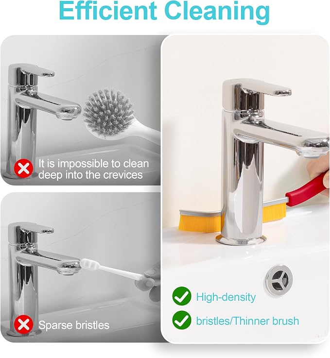 JOYMOOP 4 Pack Crevice Cleaning Brush, Hard Bristle Grout Brush, House Cleaning - Image 6