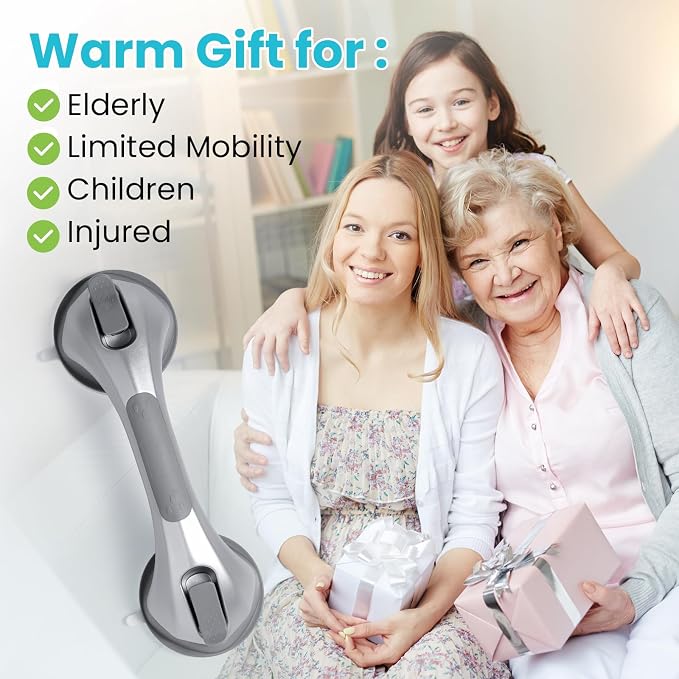 TAILI Shower Handles for Elderly Suction, 2 Pack 12 Inch Shower Grab Bars for - Image 7
