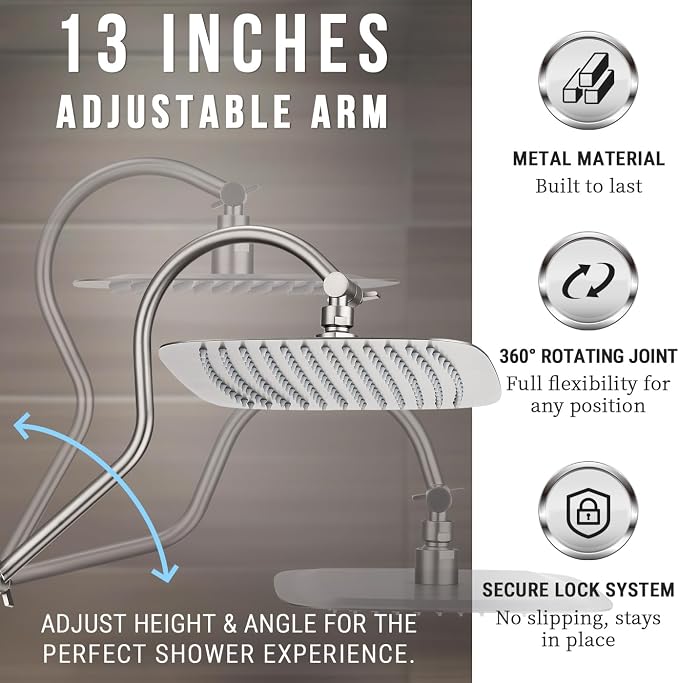 G-Promise 14 Inches Shower faucet Sets Complete, All Metal Rainfall Shower Head - Image 5