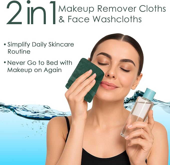 DAN RIVER 12-Pack Premium 100% Cotton Huntergreen Face Towels – Reusable Face - Image 5
