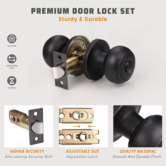 KNOBWELL 3 Pack Privacy Door Knobs - Image 4