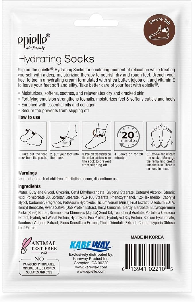 Epielle Hydrating Foot Mask 6 Pairs, Relieve and Soften - Image 9