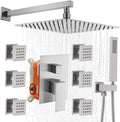 Enga Shower System with Body Jets 12 Inch Wall Mounted Rain Shower and Handheld by Enga