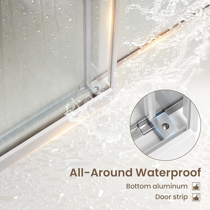 Bathbliss Glass Shower Door 56"-60" Wx76 H, Frameless Sliding Glass Door - Image 3