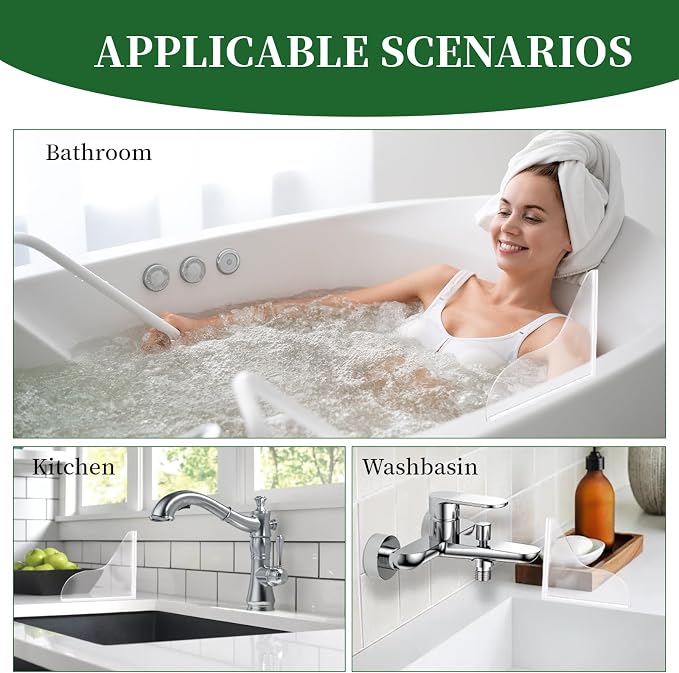 braxan 2 Pcs Splash Guard for Bathtub and Shower, Waterproof Shower Corner - Image 7