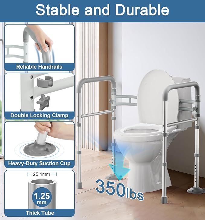 HOMLAND Toilet Safety Rails for Seniors, Adjustable Height & Width 350lb Toilet - Image 5