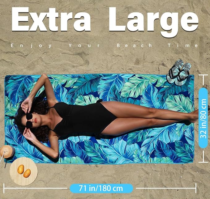 2 Pack Microfiber Thin Lightweight Beach Towel Sand Free Quick Dry Absorbent - Image 3