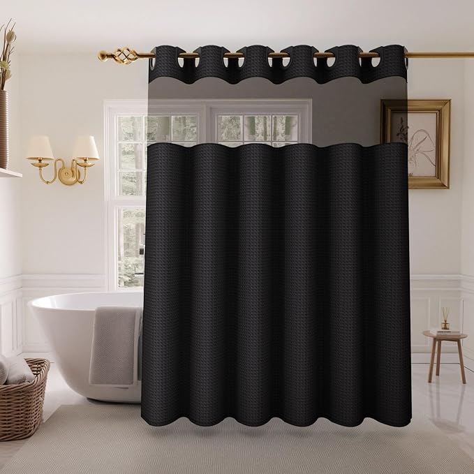 Inhousolu Extra Long No Hook Shower Curtain by INHOUSOLUHOMEDECOR