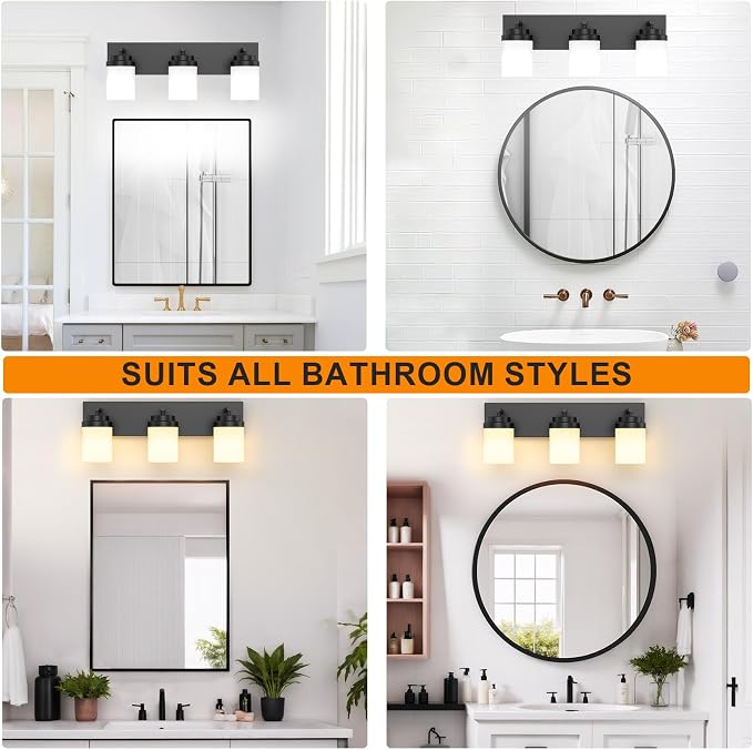 IZORRO Bathroom Vanity Light Fixture, 3-Light 22 Inch Matte Black Bathroom - Image 9