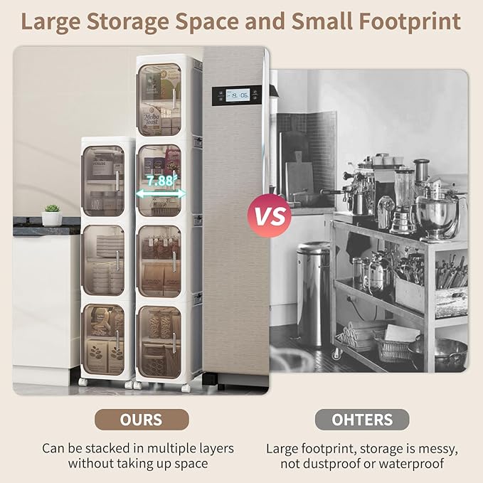 KHNR 2-Tiers Slim Bathroom Storage Cabinet, Foldable Storage Cabinets, Narrow - Image 3