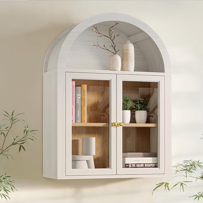 Arched Wall Cabinet, Glass Display Wall Mounted Cabinet by NEWOWNDS