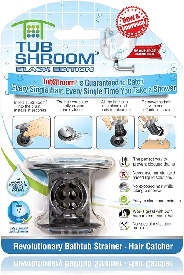 TubShroom Tub Drain Hair Catcher, Fits 1.5” 1.75” Bathtub Shower Drains by TubShroom