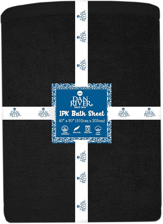 DAN RIVER Pack of 1 Bath Sheet 40x80 Inches, Oversized Black Bath Towels - Image 7