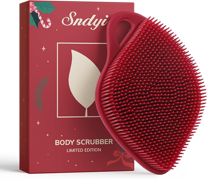 Sndyi Christmas Silicone Body Scrubber, Limited Edition Leaf-Shaped Shower Brush by Sndyi