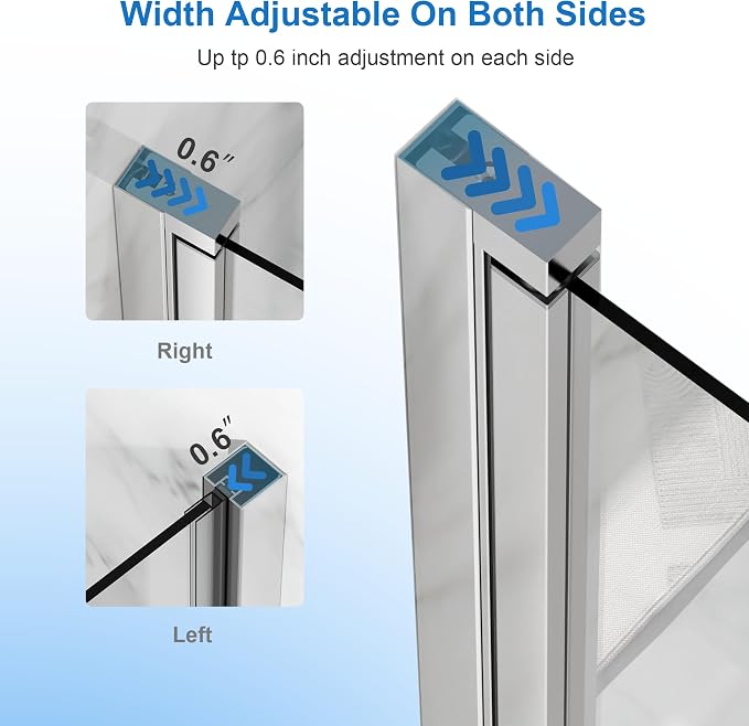 34 in.W x 72 in.H Bifold Frameless Glass Shower Door 1/4” Tempered Clear Glass - Image 6