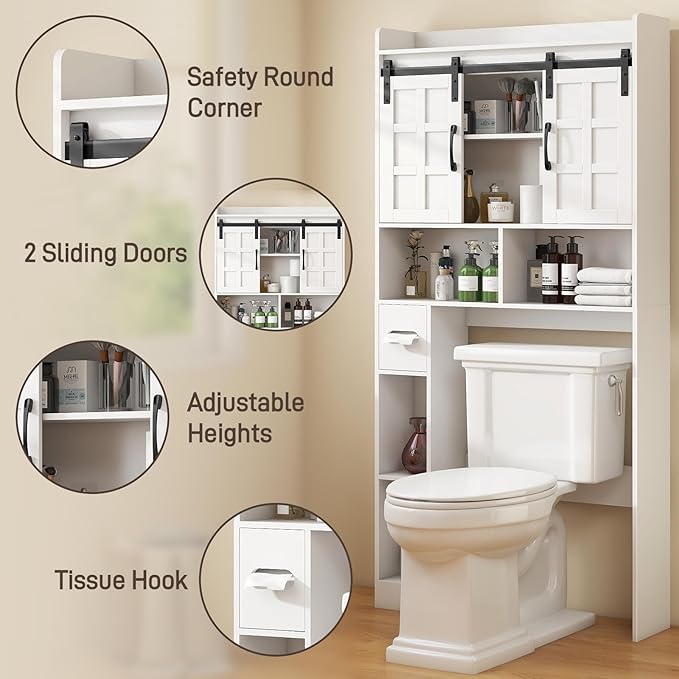 Over The Toilet Storage Cabinet, Farmhouse Storage Cabinet Over Toilet - Image 3