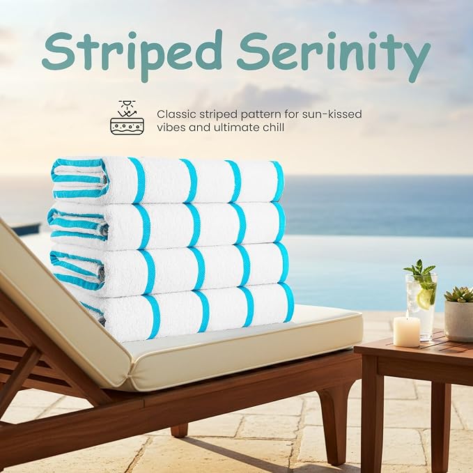 CASA COPENHAGEN Cabana Pool 2 Pieces Large Bath Sheet Set 70" x 35", 550 GSM - Image 4