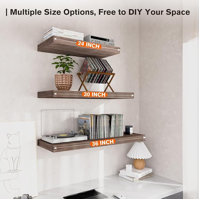 Floating Shelf, 36 in W x 12.75 in D x 2 in H Wooden Floating Wall Shelf - Image 7
