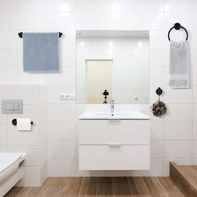 Gisafai 25 Pcs Bathroom Hardware Set, 23.6 Inch Brushed Towel Bar Ring Toilet - Image 4