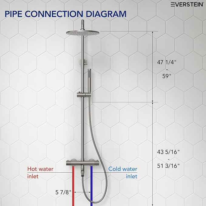 Exposed Shower System with Tub Spout, EVERSTEIN 10 inch High Pressure Shower - Image 9