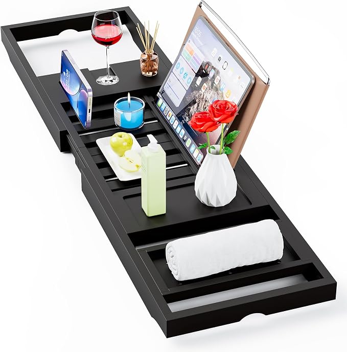 Yirilan Foldable Bathtub Caddy, Expandable Bath Tray, Unique House Warming Gifts by Yirilan
