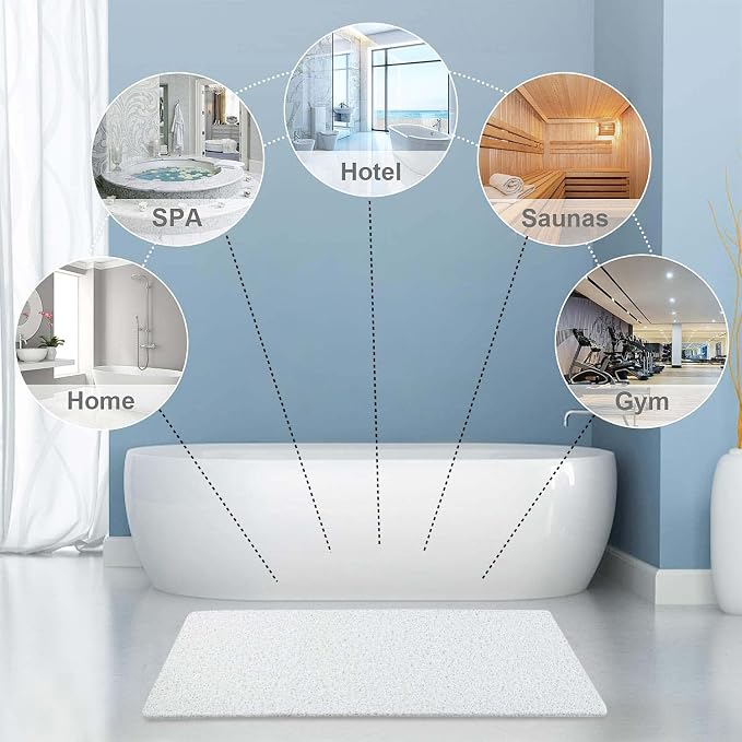 godehone Shower Mats Non Slip Without Suction Cups, PVC Loofah Bathroom Mats - Image 6