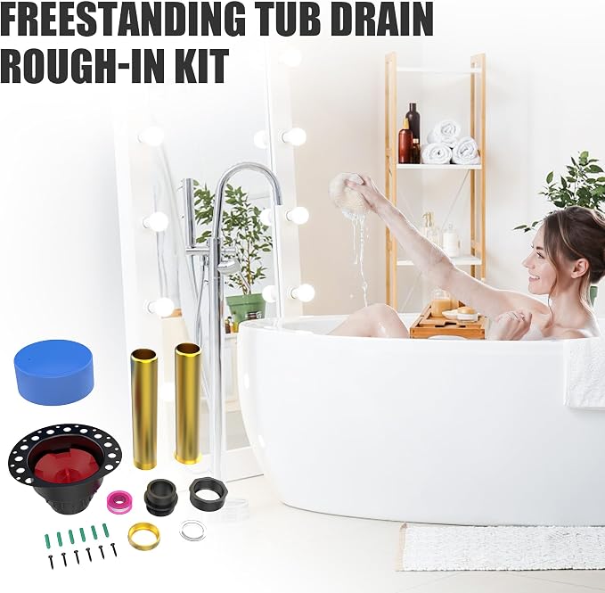 PVC Freestanding Tub Drain Kit, Bathtub Drain Rough-in Kit，Compatible - Image 3