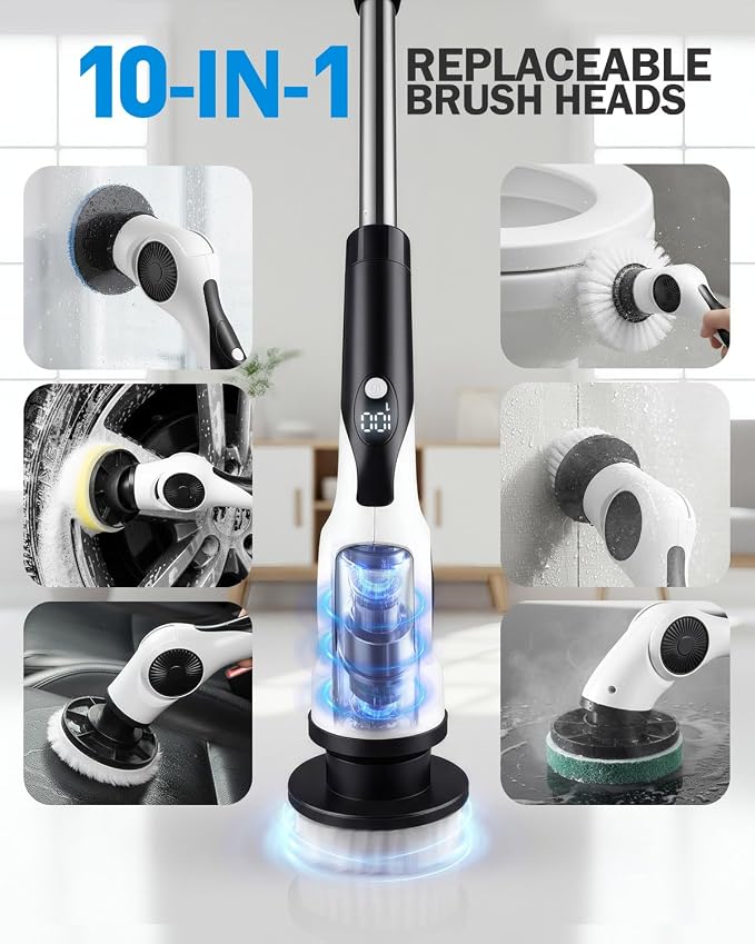 Electric Spin Scrubber, 3-Speed Cordless Shower Scrubber - Image 6