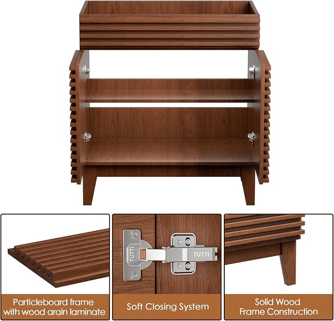ROOMTEC 30" Bathroom Vanity, Mid-Century Freestanding Bathroom Vanity Cabinet - Image 5