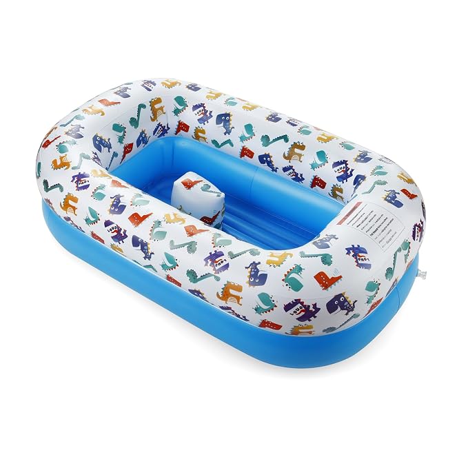 PandaEar Inflatable Dinosaur Baby Bathtub, Foldable Baby Infant Bath Tub - Image 3
