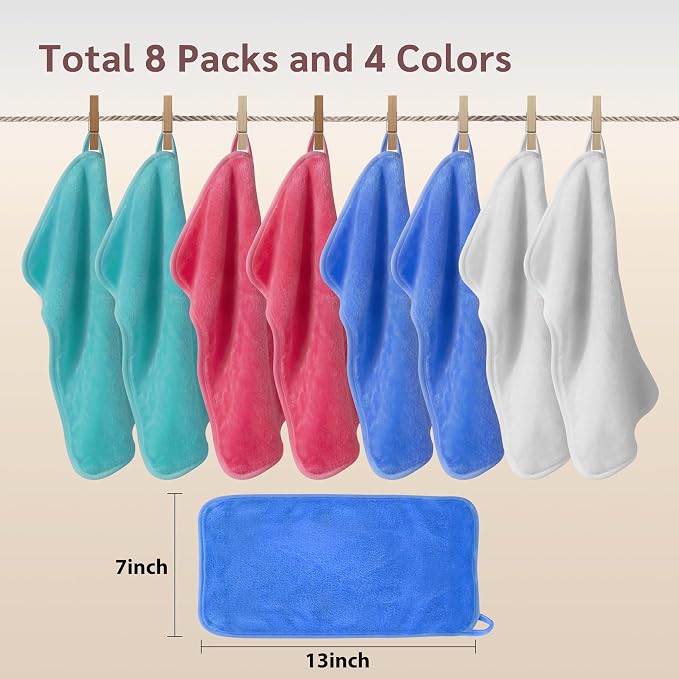 Nugilla Reusable Makeup Remover Cloths, 8 Packs Microfiber Cleaning Cloth Fast - Image 2